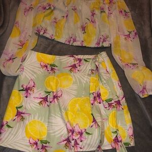Lemon mini skirt and top set or sold separately